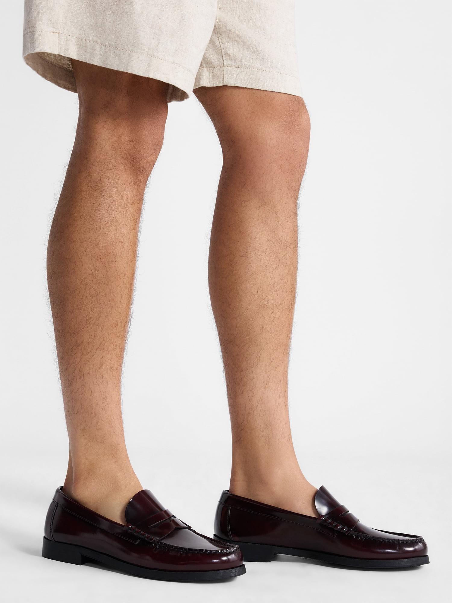 Free Assembly Men's Leather Moc Toe Penny Loafers