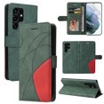 thumbnail image 1 of Compatible Samsung Galaxy S22 ULTRA Case, Leather Wallet Case Stand View Magnetic Clasp Book Flip Folio Phone Cover - Green, 1 of 5