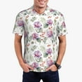 thumbnail image 2 of Balery Orchids Flowers Printed Men’s Short Sleeve Polo Shirt, Midweight Men's Shirt,Golf Polo shirts -Medium, 2 of 8
