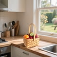 thumbnail image 3 of Wicker Storage Basket Handmade - Wooden Fruit Basket for Kitchen, Outdoor & Decor | Portable Weave Picnic Basket with Handle for Bread, Vegetables, Easter Photos, Camping & Parties, 3 of 5