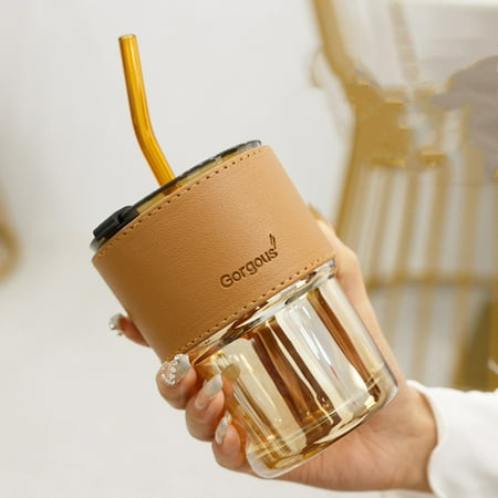 

Livesture Creative Portable Bamboo Cup With Lid Straw Glass 16 Style