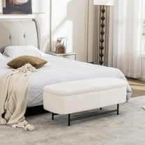 DRKAT Boucle Storage Bench for Bedroom, Upholstered Teddy Ottoman Bench, Modern Extra Long Storage Bench for End of Bed/Entryway/Livingroom/Window (Beige)