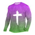thumbnail image 2 of Tawop Mens T-Shirts Crew Neck Long Sleeve Pullover Graphic Gradient Casual Green 4XL, 2 of 3