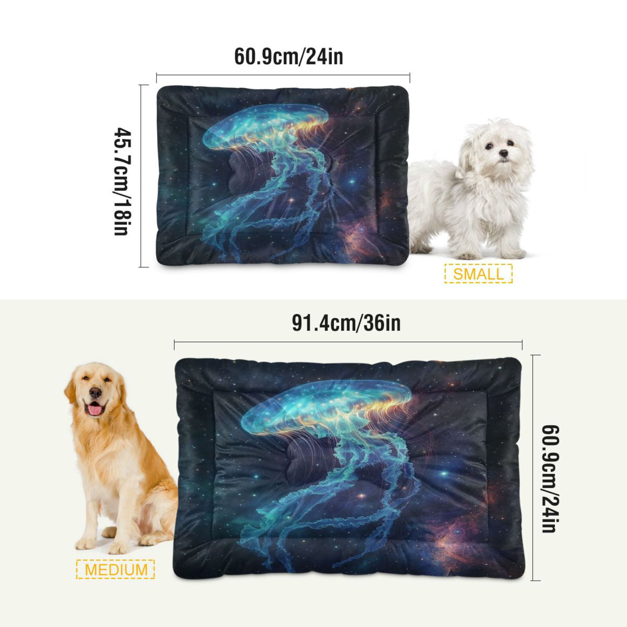 Qxltty Space Jellyfish Ped Pad Wear-resistant and Hard to Bite Through Sleeping Pad for Small Medium Large Dogs Winter Pet Bed 36×24in