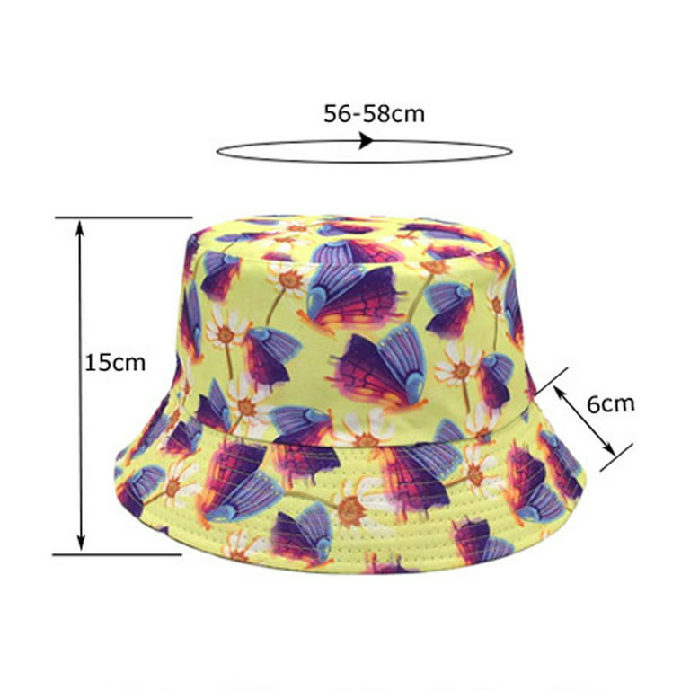 Men And Women Casual Summer Printed Outdoor Double Sided Flat Top Sunshade  Bucket Fisherman Hat