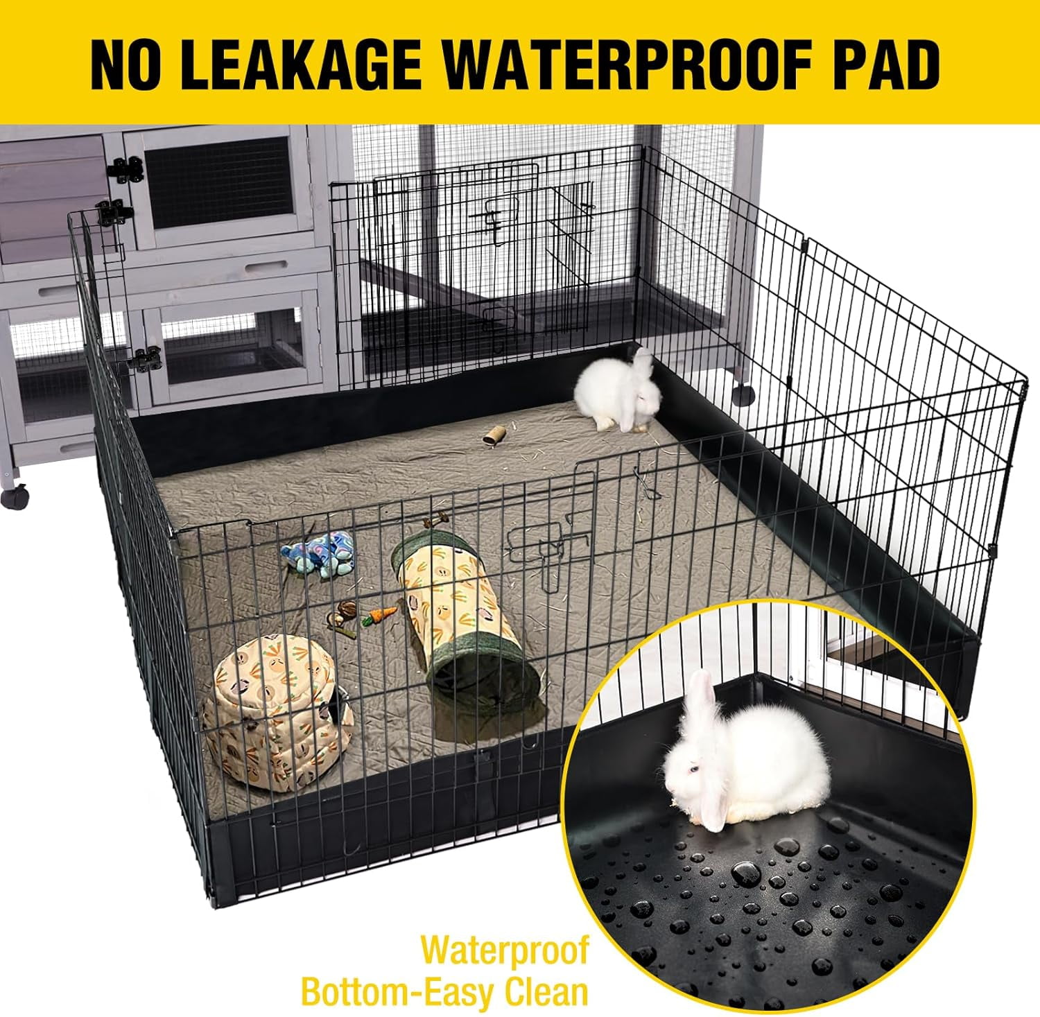 Aivituvin Rabbit Playpen Pet Pen Small Animal Cage with Waterproof Liner - Extension Playpen 48"L x 48"W x 24"H