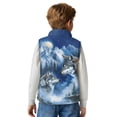 thumbnail image 5 of Xoenoiee Wolf Mountain Forest Moon Print Boys Fleece Jacket Sleeveless Full-Zip Outerwear Cute Warm Fuzzy Winter Coat with Pocket for Kids, Size 7-8 Years, 5 of 7