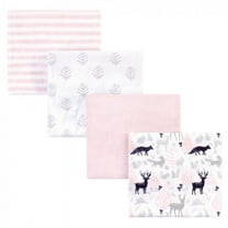 Hudson Baby Infant Girl Cotton Flannel Receiving Blankets, Linocut Woodland Girl, One Size