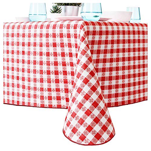 Eucatus 52" X 90" Red Gingham Vinyl Tablecloth, 2 Pack