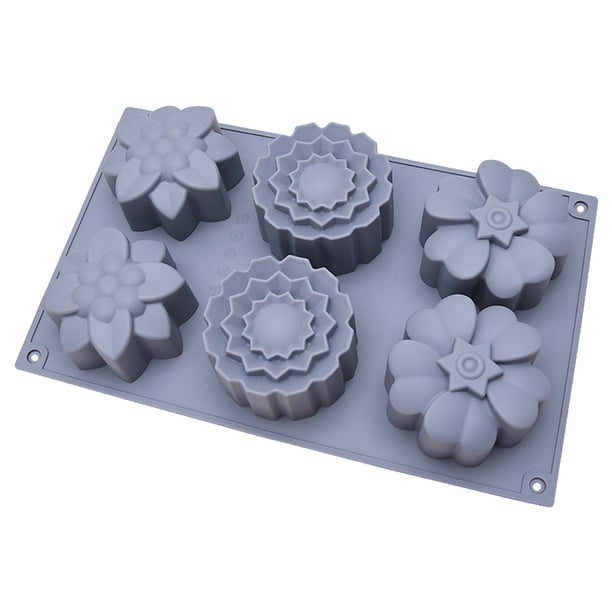Wosthever 6 ranuras flor molde de silicona para pasteles herramientas de decoración de pan no pegajoso reutilizable 3D galleta molde fiesta Gadgets Herramientas y accesorios para hornear Gris Wosthever HA079742-02