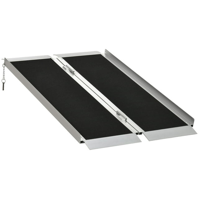 HOMCOM Rampe Portative pour Fauteuil Roulant de 4 Pieds en Aluminium Seuil Mobilité Pli Simple
