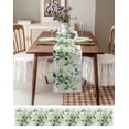thumbnail image 6 of Watercolor Botanical Green Burlap Cotton Table Runner 13x36 Inches Short, Eucalyptus Leaves Farmhouse Table Runners, Outdoor Dining Tablecloths Decor for Baby Shower/Party/Wedding, 6 of 6