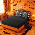 thumbnail image 3 of Homewish Halloween Floral Ghost 7-Piece Twin Bedding,Wild Autumn Flower Pattern Bedding Comforter Set,Black Cream Orange,Black Reversible, 3 of 8