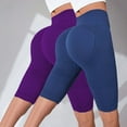 thumbnail image 2 of ManxiVoo Dual Pack Women High Waisted Textured Yoga Shorts Compression Fitness Pants for Booty Toning S Size Light Violet, 2 of 4