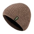 thumbnail image 1 of Ribbed Letter Logo Thickened Fleece Lining Beanie Hat Men Winter Solid Color Riding Knitted Hat Costume Accessories, 1 of 10