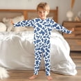 thumbnail image 6 of Blue and White Vector Pattern Cotton Pajamas 2 Piece Set Sleepwear Soft and Comfortable Homewear Nightwear, 6 of 7