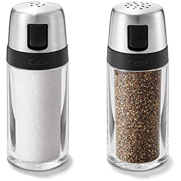 OXO Salt and Pepper Shaker Set, Clear, Stainless Steel