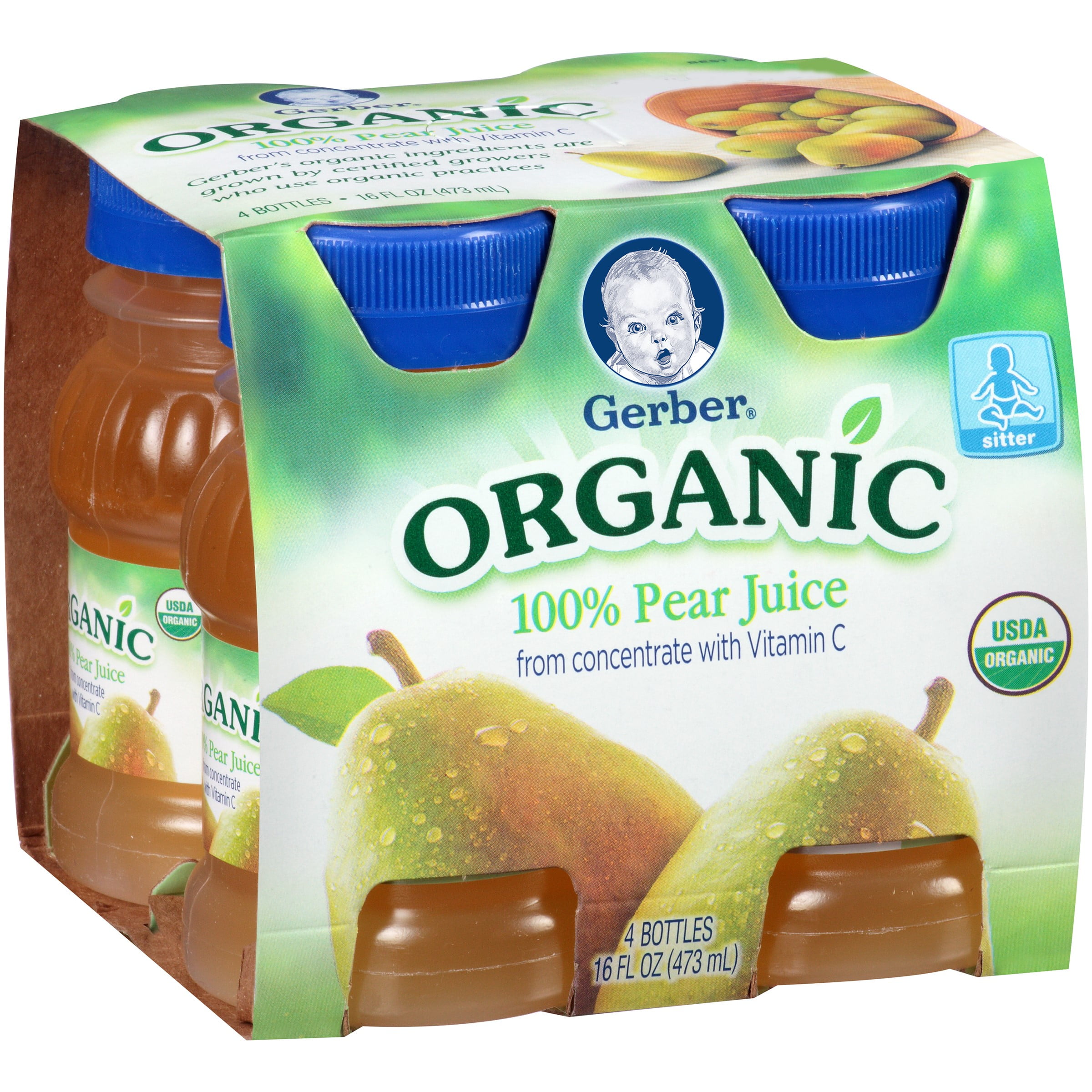 Gerber Organic Juice Pear, 4 Ounce Each, 4 Count - Walmart.com