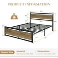thumbnail image 7 of Sha Cerlin Brown Queen Size Metal Platform Bed Frame with Wooden Headboard & Footboard, Adult, 7 of 7