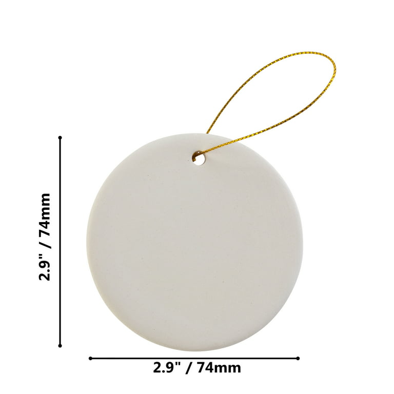 Ready to Paint DIY Ceramic Bisque Round Circle Ornaments with Hanger for  Christmas Tree and Holiday Decoration | 12 Pack
