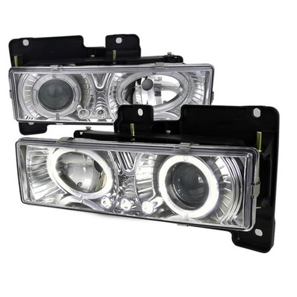 Spec-D Tuning LHP-C1088-RS Halo Projector Headlights with LED for 88 to 98 Chevrolet C10- Chrome - 11 x 15 x 16 in.