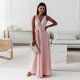 thumbnail image 4 of 2025 Spring Summer Women's Solid Color V-Neck Tie Waist Maxi Dress - Sleeveless Slim Fit Formal Gown Long Skirt Lace-up Dress, 4 of 5