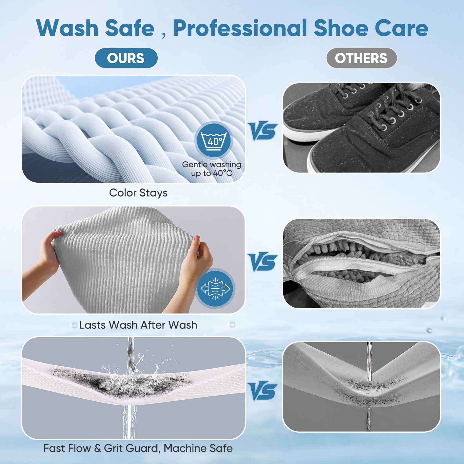 Avoalre Shoe Washing Bag for Washing Machine, Deep Cleaning Laundry Shoe Bag with Shoe Tree, Durable & Reusable for Various Shoes