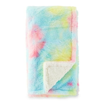 Parent's Choice Plush Tie-Dye Blanket with Faux Sherpa Lining, for Baby or Toddler, 30" x 40"