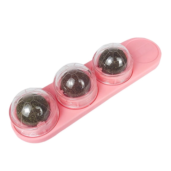 Catnip Wall Balls For Cats, Interactive Catnip Toy With Double-Sided Adhesive, Cat Dental Cleaning & Stress Relief Toy, Rotating Cat Ball For Wall/Furniture/Sofa, Cat Health Toy