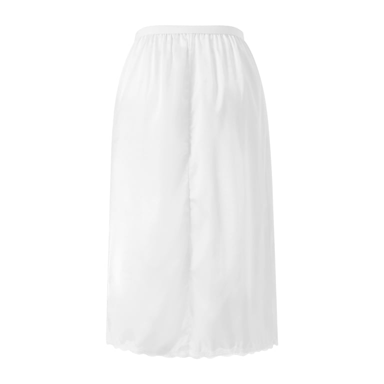 DCOOLMOOGL Women Half Slips for Under Dresses Elastic Waist Solid Color Satin Underskirt Lace Trim Skirt, Women's, Size: Large, White DCOOLMOOGL Women Half Slips for Under Dresses Elastic Waist Solid Color Satin Underskirt Lace Trim Skirt, Women's, Size: Large, White