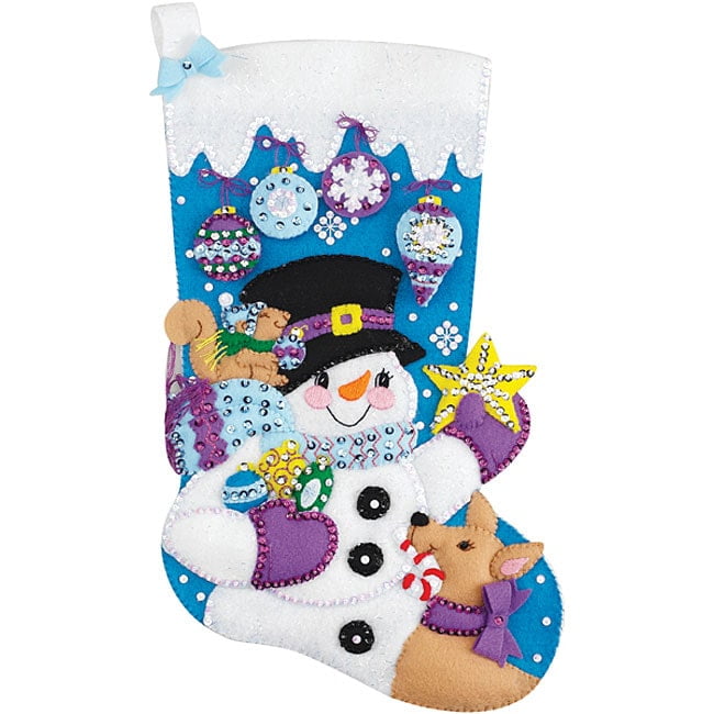 Janlynn Felt Applique Kit, Frosty's Favorite Ornament Stocking