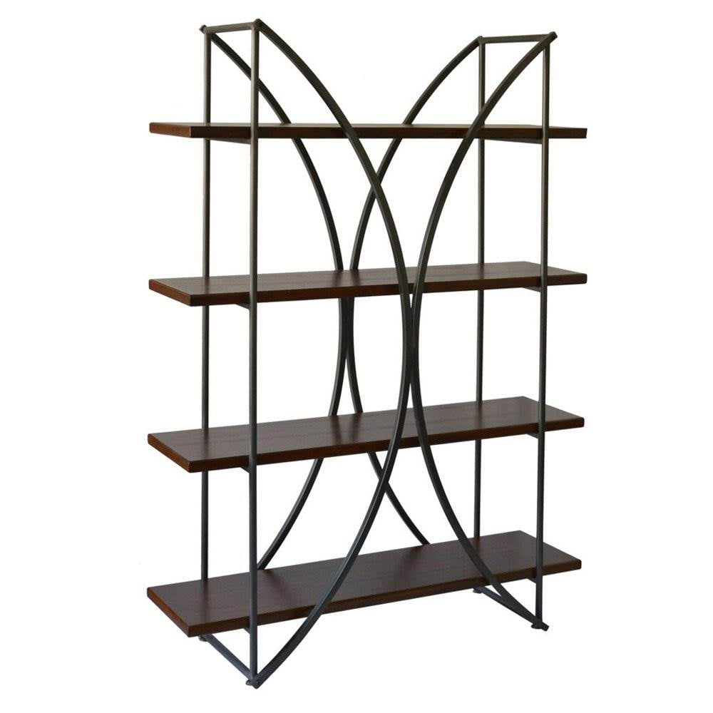 Abode 84 Elliptical Warehouse 4 Shelf Metal Bookcase with Wood Veneer