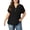 Black, variant on Womens Plus Size Short Sleeve Henley V-Neck Button Top Lace Textured Blouse 1X-5X