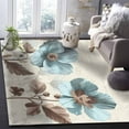 thumbnail image 4 of Area Rugs Indoor Non-Slip Rectangle Rug 5x8 Ft Victorian Style Blue Retro Poppy Flower Plant Rug Rubber Backing Floor Mats Non Shedding Home Decor Carpet for Entryway Living Room, 4 of 8