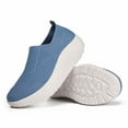 thumbnail image 5 of Platform Sneakers for Women Casual Knitted Low Top Walking Shoes Lightweight Soft Sole Slip on Loafers Antislip Workout Gym Athletic Shoes Blue Size 7, 5 of 7