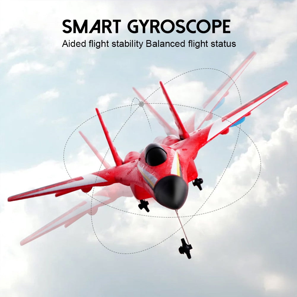 Roofworld RC Airplane SU-27 Red, 2.4GHz 2 Channel, Gyro, Night Lights