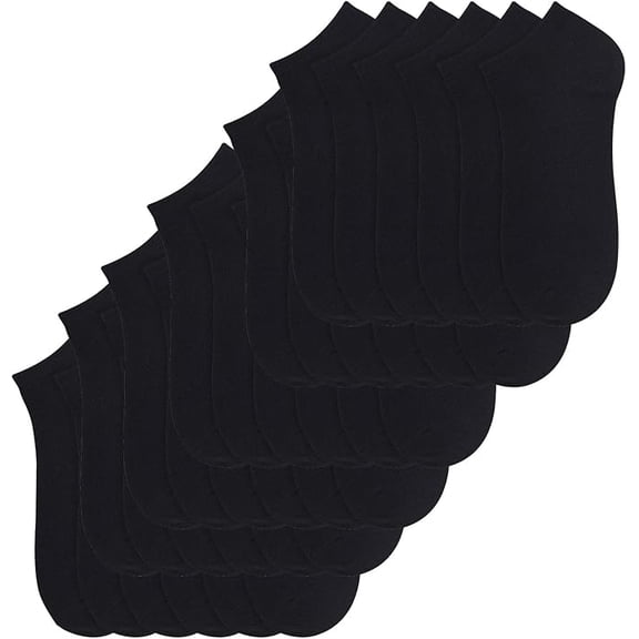 36 Pairs - Women's Socks - Ankle Cut, Low Cut, No Show, Footie, Casual Girls (Black, Size 9-11)