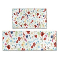 Pioneer Flower Floral Print Pattern Kitchen Rugs Sets Of 2,Anti Fatigue Kitchen Mat Rugs Non Slip Washable,Decorative Kitchen Floor Mats for Kitchen,Sink,Laundry,17"x30" 17"x47"