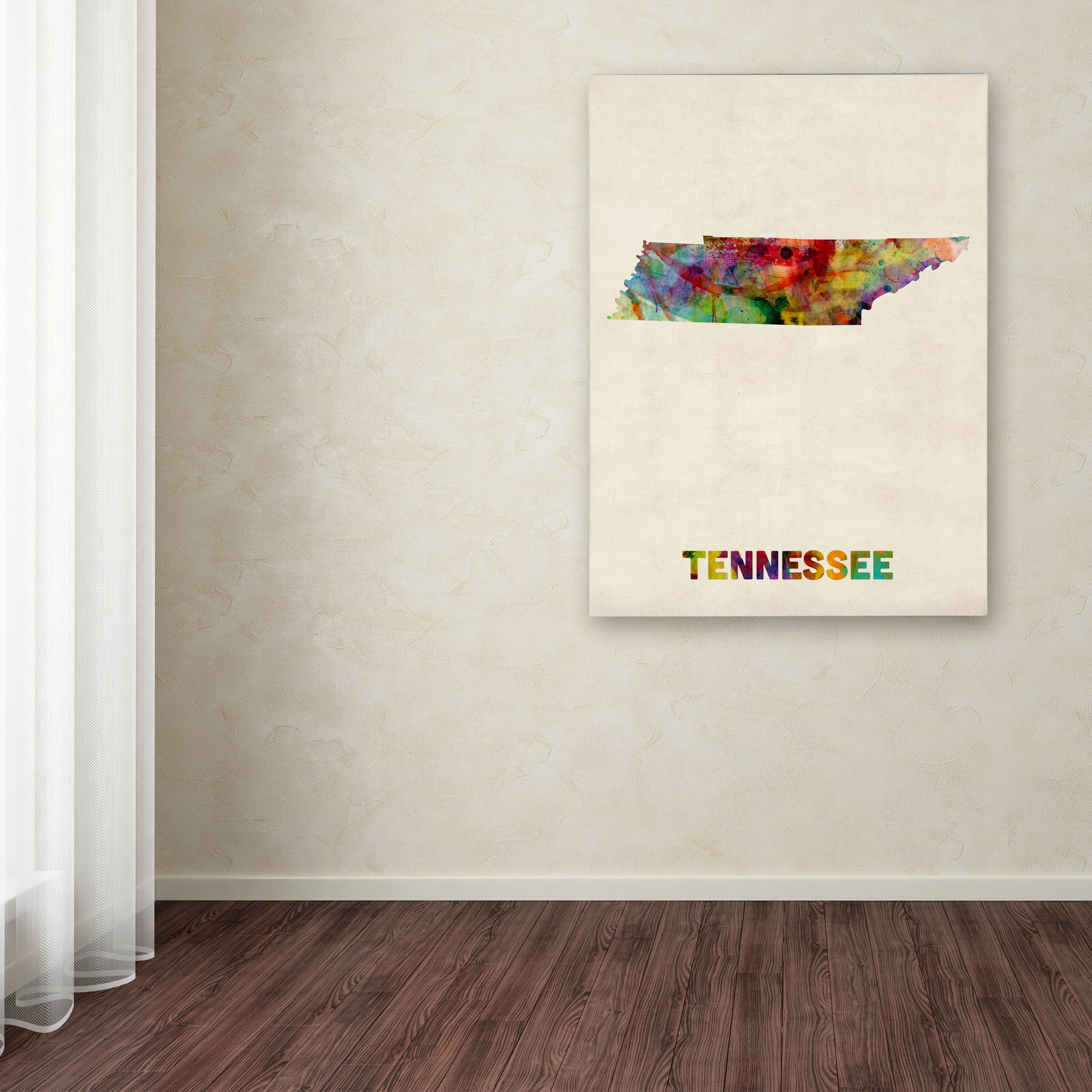 Trademark Fine Art "Tennessee Map" Canvas Wall Art by Michael Tompsett