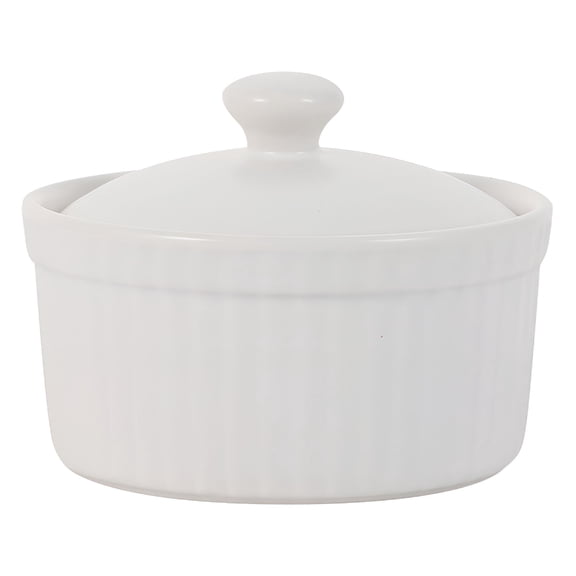 ACDANC Ramekins Bowls Ceramic Ramekins Porcelain Dish Bowl Steaming Bowl With Lid for Creme Brulee White