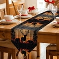 thumbnail image 2 of Deer Bear Table Runner Linen Burlap Table Runner 90 Inches Long Rustic Forest Sunset Pine Tree Natural Landscape Dresser Scarves for Kitchen Island Coffee Dining Room Party Holiday Decor 13"x90", 2 of 8