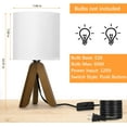 thumbnail image 2 of Small Table Nightstand Lamp with Wooden Tripod Base, White Shade, Set of 2, 2 of 7