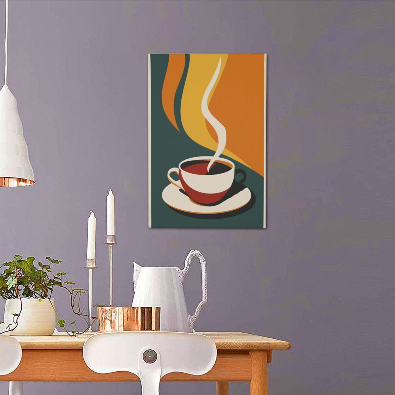 16x24 inch Paintings On Canvas Wall Art Hot And Steaming Coffee,Home Kitchen,Rustic Cafes,Restaurant Decor Wall Art Prints,Classic Coffee Decor Painting Poster,Chic Gift For Cafes Enthusiast