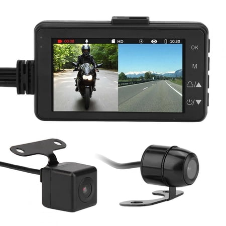 Suodoka Motorcycle 1080P Video Recorder Cam HD DVR Front and Rear Dual Lens Dash Camera 3.0 Inch LCD Display Waterproof 120 Degree Wide Angle Real Time Monitor