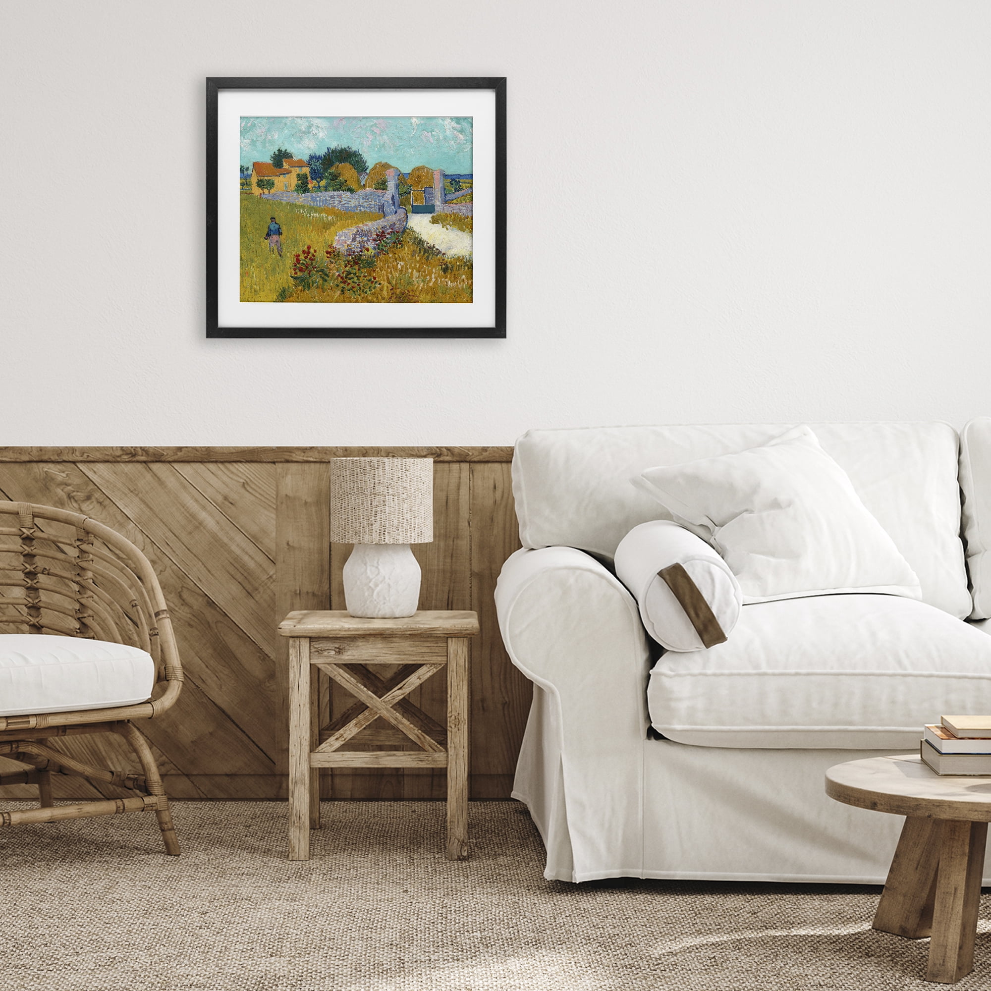 Stupell Industries Farmhouse In Provence Black Framed Print Under Glass, design by Vincent Van Gogh