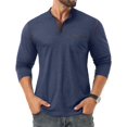 thumbnail image 4 of GIRUNS Men's Henley Shirts Long Sleeve Button T-Shirt Casual Stylish Cotton Pullover Shirt with Pocket Navy Blue 2XL, 4 of 7