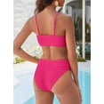 thumbnail image 5 of ANRABESS Tummy Control 2 Piece Swimsuits for Women High Waisted Bikini Sets Ribbed Textured Bathing Suits Beach Swimwear Hot Pink XXL, 5 of 10