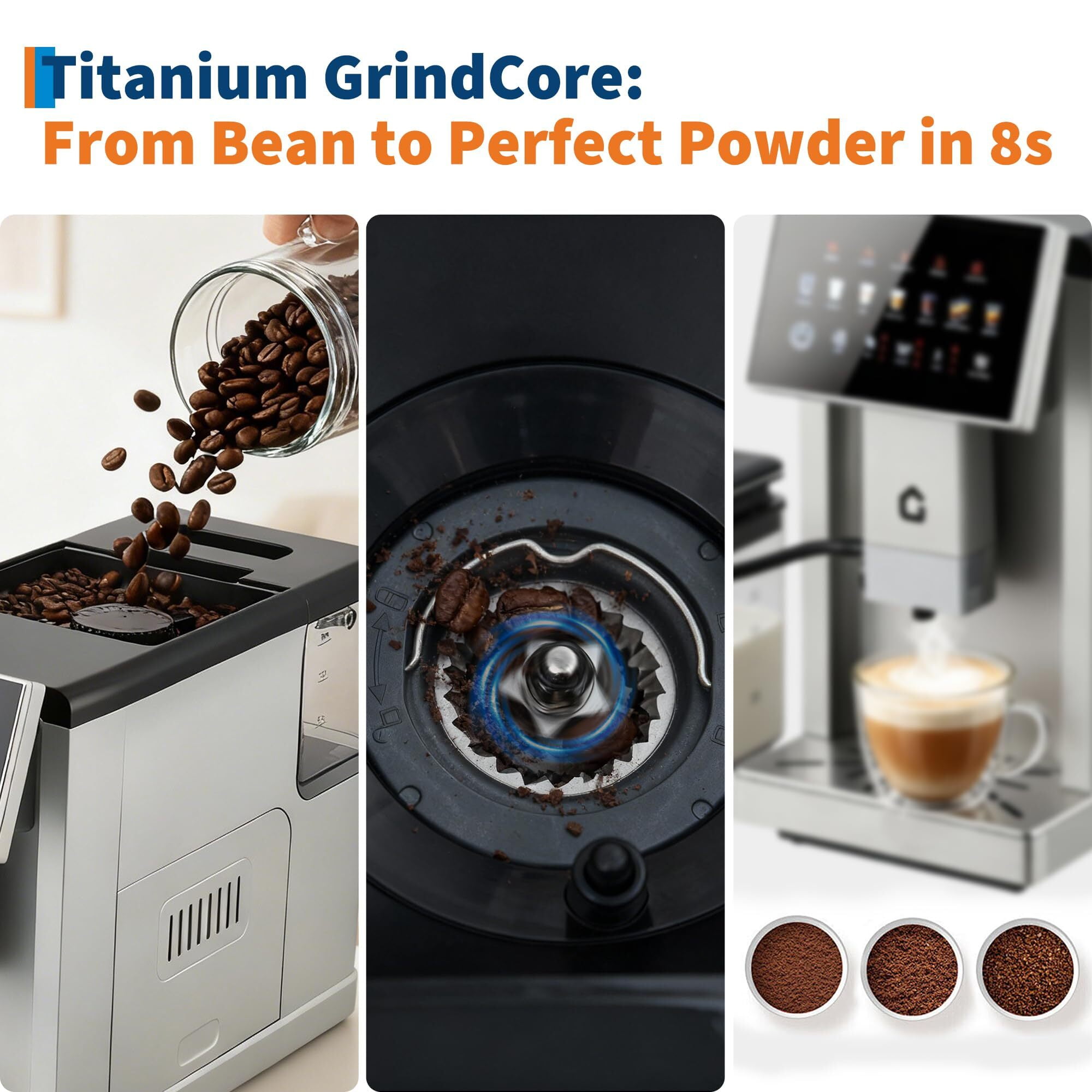 Garvee 6-IN-1 Automatic Coffee Maker with Grinder, Slim Espresso Maker for Home, Silver, New