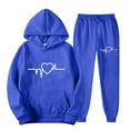 thumbnail image 2 of VBTAPA Women Hoodie Track Suits 2 Piece Sets Valentines Day Outfits Love Heart Graphic Hooded Sweatshirt with Jogger Sweatpants Set Casual Jogging Sweatsuit Daily Deals Blue M, 2 of 3