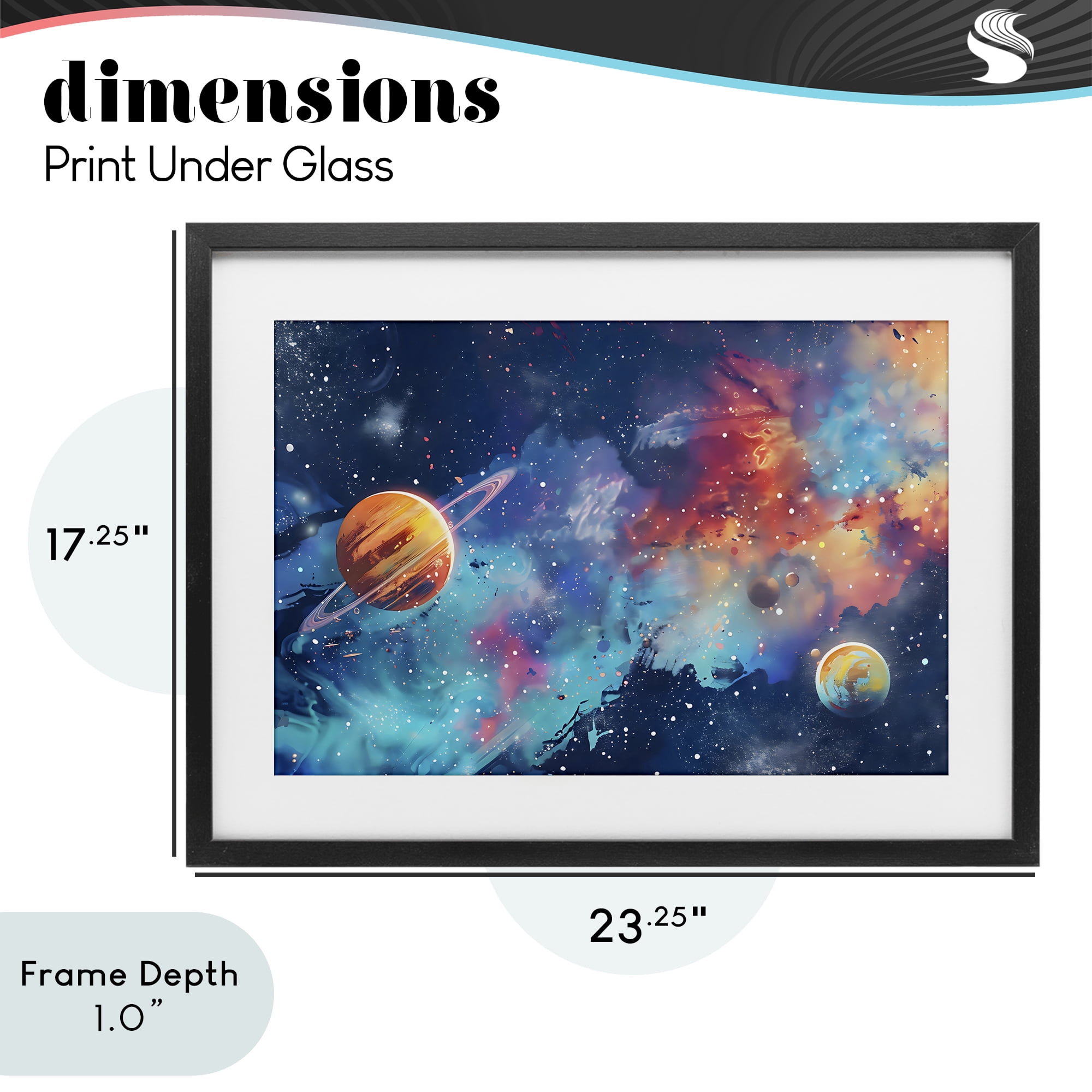Stupell Industries Nebula Dreams Scattered Planets Black Framed Print Under Glass, design by Creative Studio